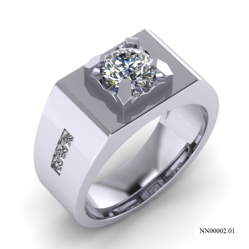 Nhẫn Nam Vàng Trắng (14k-18k) thiết kế NN00002.01
