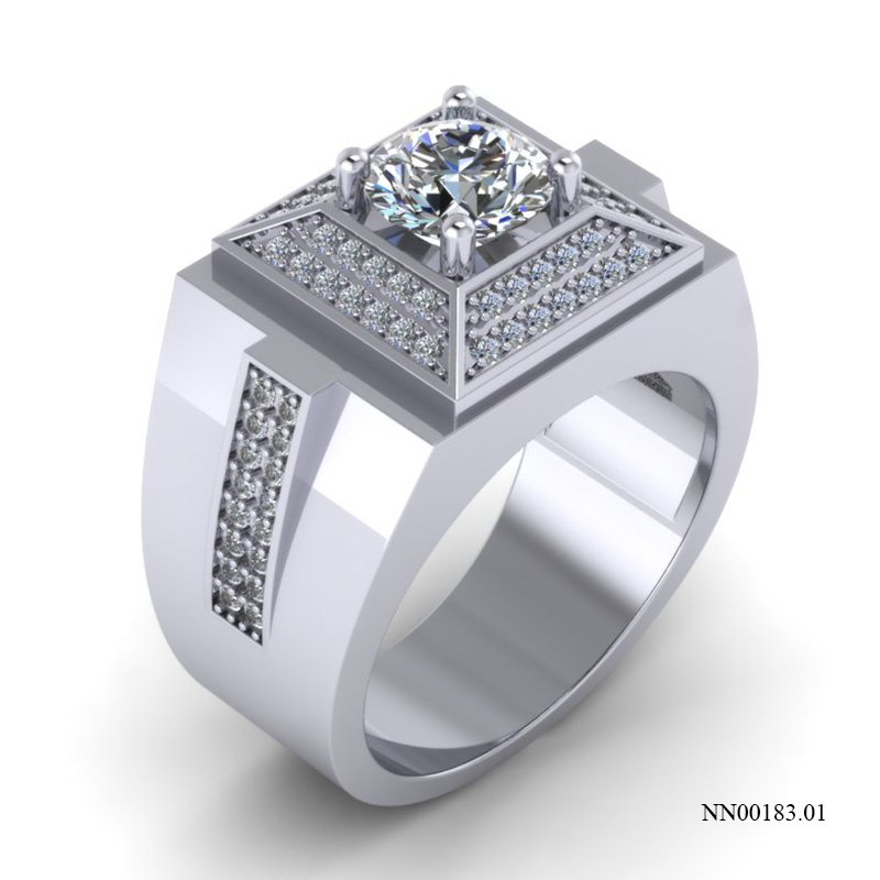 Nhẫn Nam Vàng Trắng (14k-18k) thiết kế NN00183.01