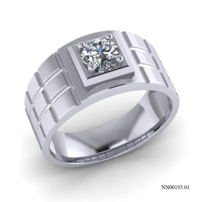 Nhẫn Nam Vàng Trắng (14k-18k) thiết kế NN00193.01