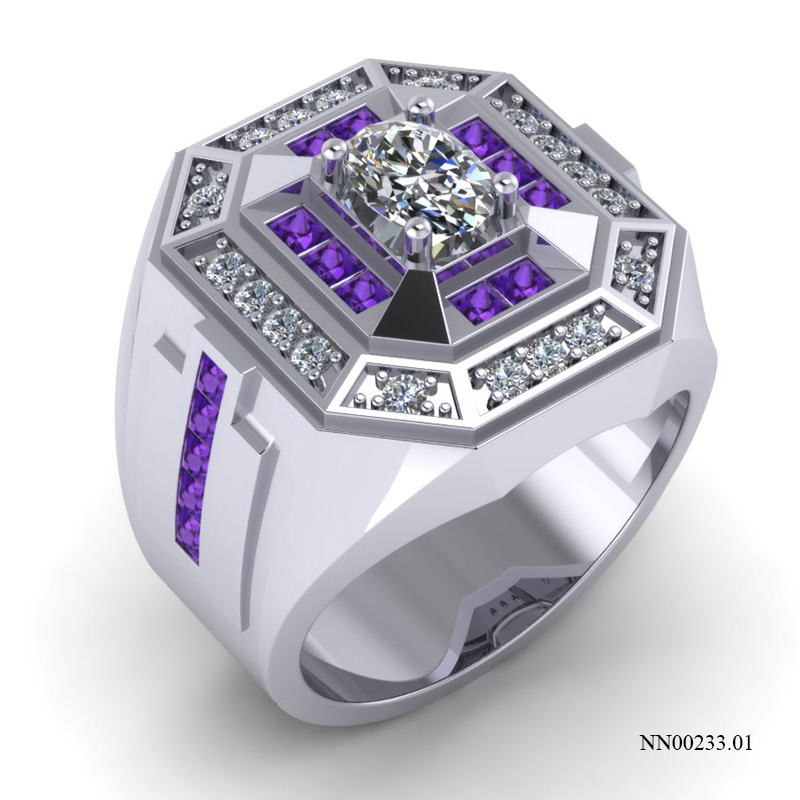 Nhẫn Nam Vàng Trắng (14k-18k) thiết kế NN00233.01