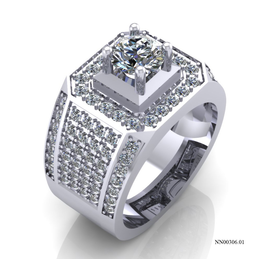 Nhẫn Nam Vàng Trắng (14k-18k) thiết kế NN00306.01