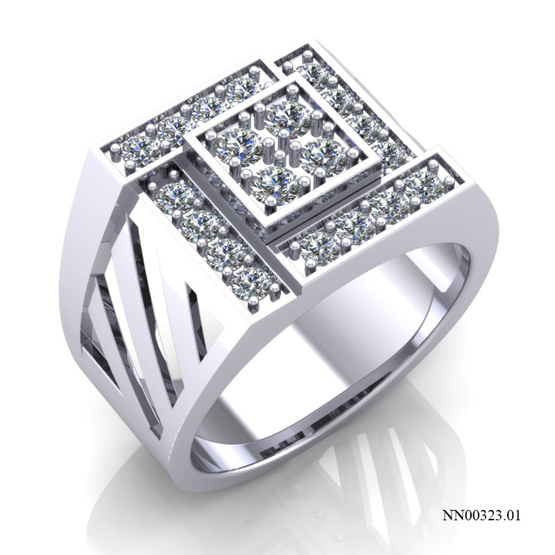 Nhẫn Nam Vàng Trắng (14k-18k) thiết kế NN00323.01