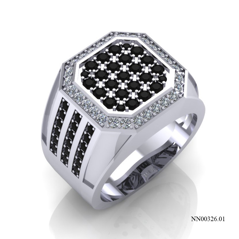 Nhẫn Nam Vàng Trắng (14k-18k) thiết kế NN00326.01