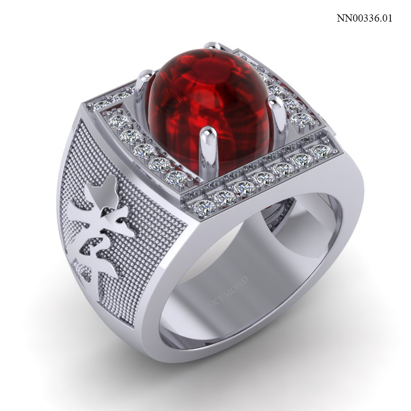 Nhẫn Nam Vàng Trắng (14k-18k) thiết kế NN00336.01