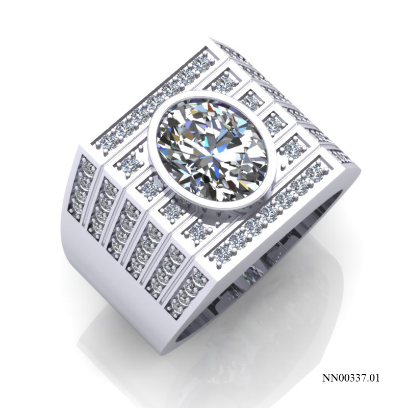 Nhẫn Nam Vàng Trắng (14k-18k) thiết kế NN00337.01