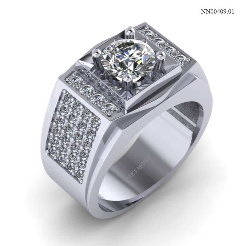 Nhẫn Nam Vàng Trắng (14k-18k) thiết kế NN00409.01