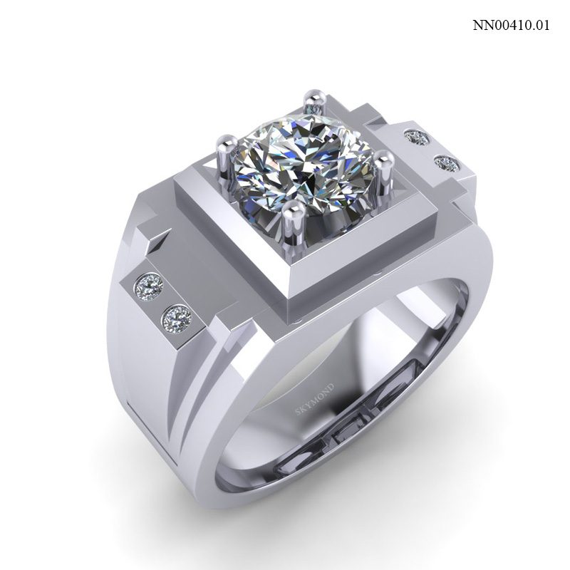 Nhẫn Nam Vàng Trắng (14k-18k) thiết kế NN00410.01