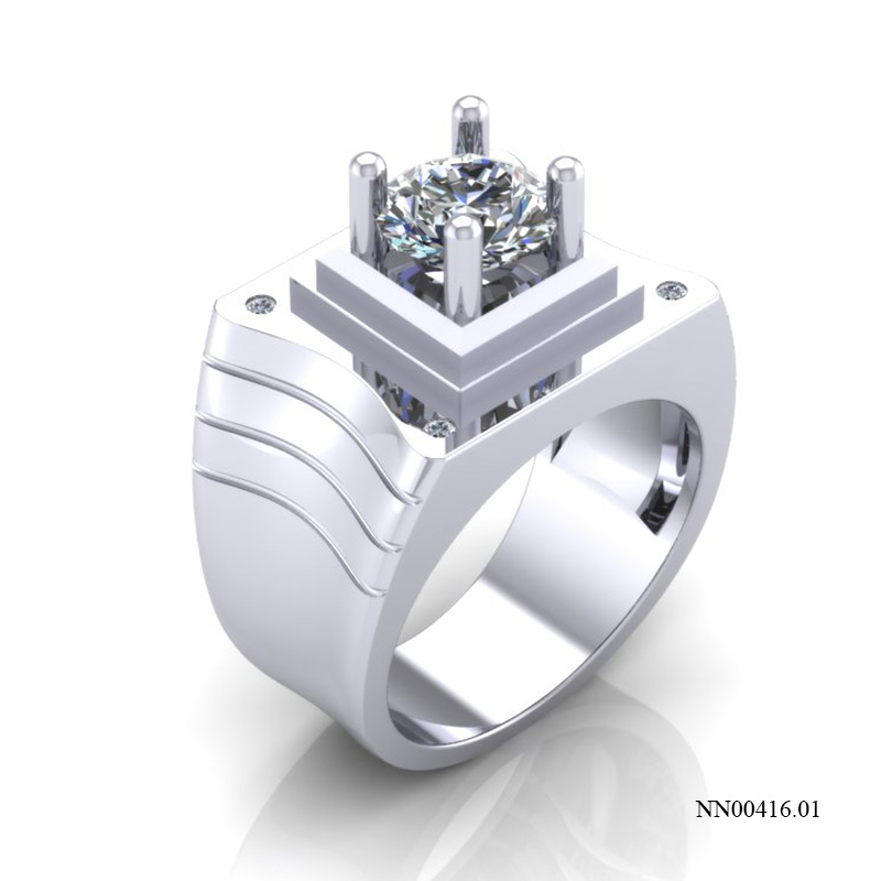 Nhẫn Nam Vàng Trắng (14k-18k) thiết kế NN00416.01
