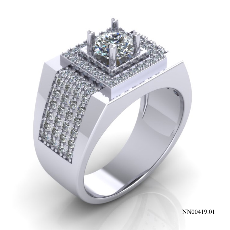 Nhẫn Nam Vàng Trắng (14k-18k) thiết kế NN00419.01