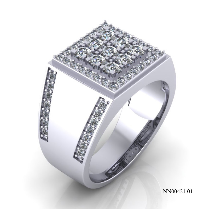 Nhẫn Nam Vàng Trắng (14k-18k) thiết kế NN00421.01