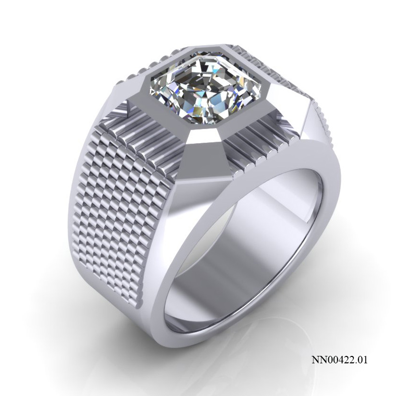 Nhẫn Nam Vàng Trắng (14k-18k) thiết kế NN00422.01