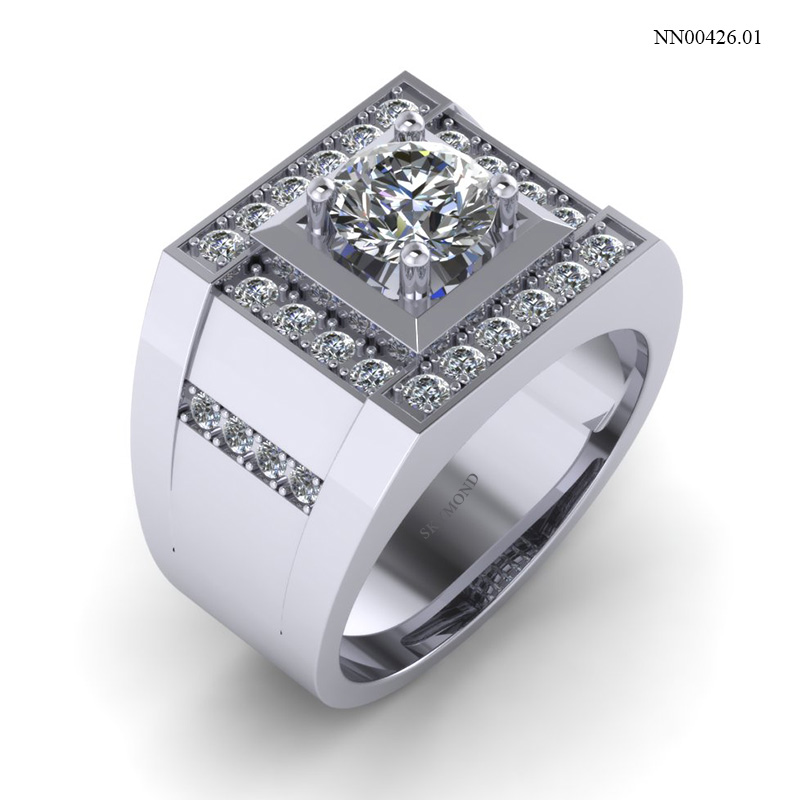 Nhẫn Nam Vàng Trắng (14k-18k) thiết kế NN00426.01