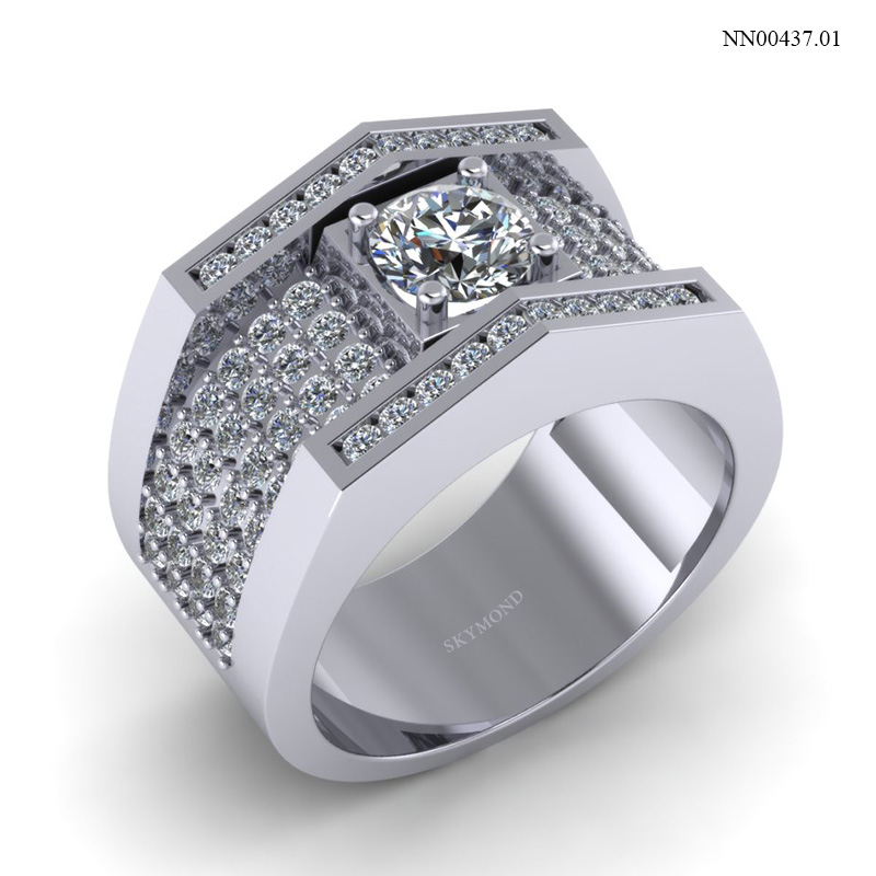 Nhẫn Nam Vàng Trắng (14k-18k) thiết kế NN00437.01