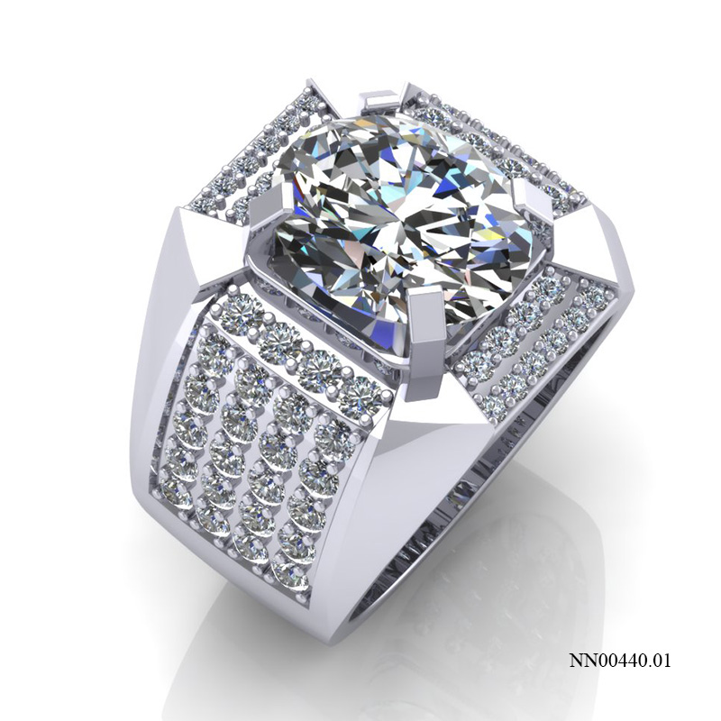 Nhẫn Nam Vàng Trắng (14k-18k) thiết kế NN00440.01