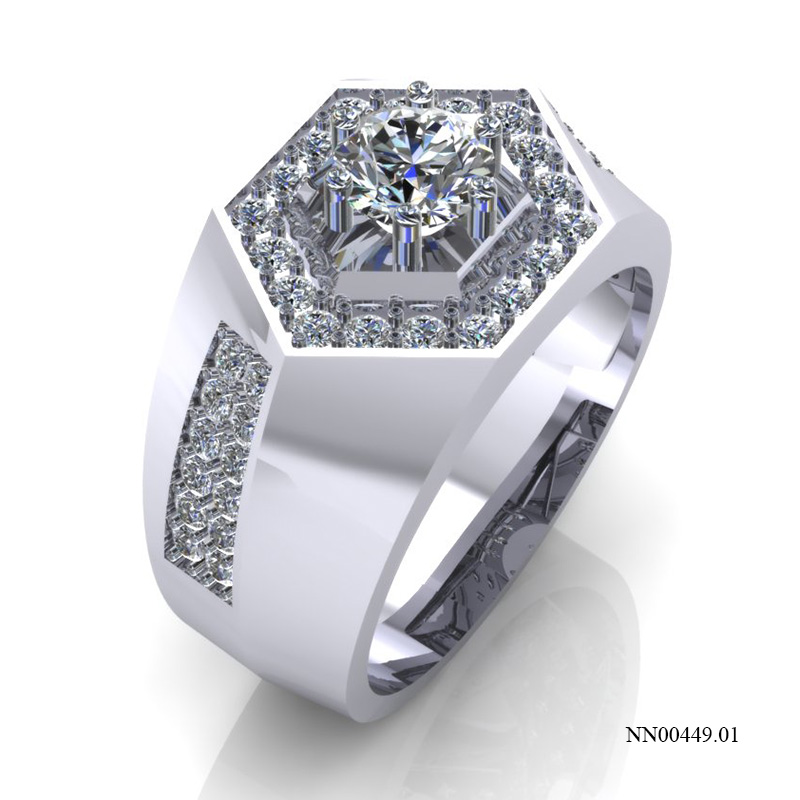 Nhẫn Nam Vàng Trắng (14k-18k) thiết kế NN00449.01