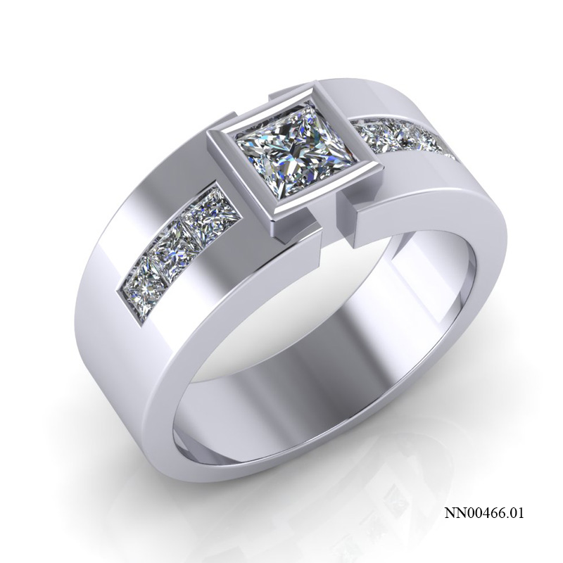 Nhẫn Nam Vàng Trắng (14k-18k) thiết kế NN00466.01