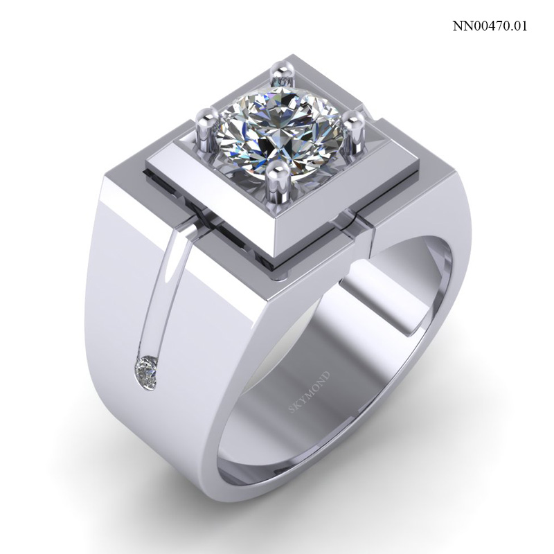 Nhẫn Nam Vàng Trắng (14k-18k) thiết kế NN00470.01