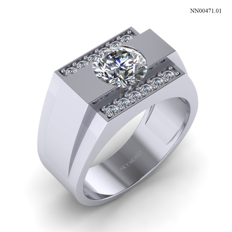 Nhẫn Nam Vàng Trắng (14k-18k) thiết kế NN00471.01