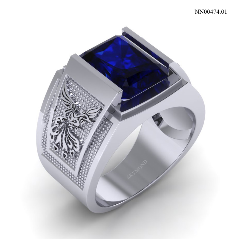 Nhẫn Nam Vàng Trắng (14k-18k) thiết kế NN00474.01