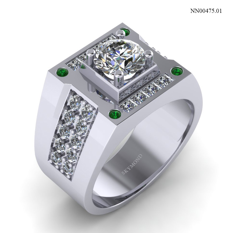 Nhẫn Nam Vàng Trắng (14k-18k) thiết kế NN00475.01