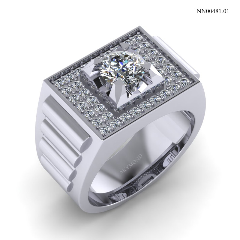 Nhẫn Nam Vàng Trắng (14k-18k) thiết kế NN00481.01