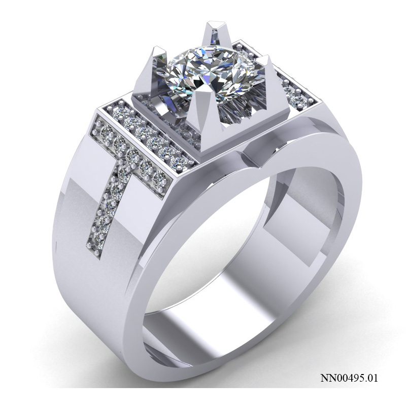Nhẫn Nam Vàng Trắng (14k-18k) thiết kế NN00495.01