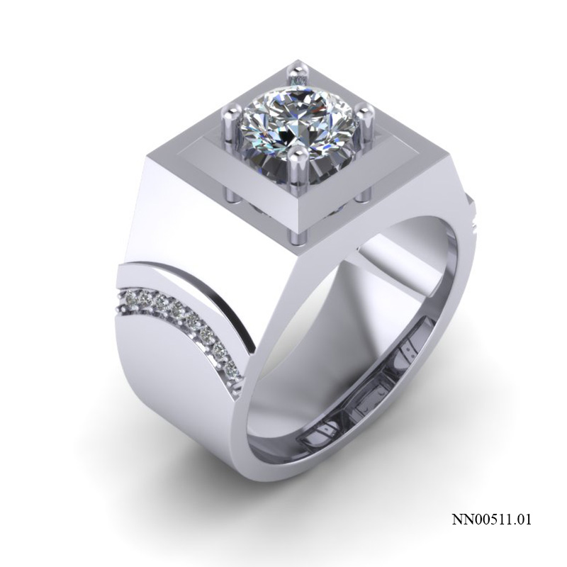 Nhẫn Nam Vàng Trắng (14k-18k) thiết kế NN00511.01
