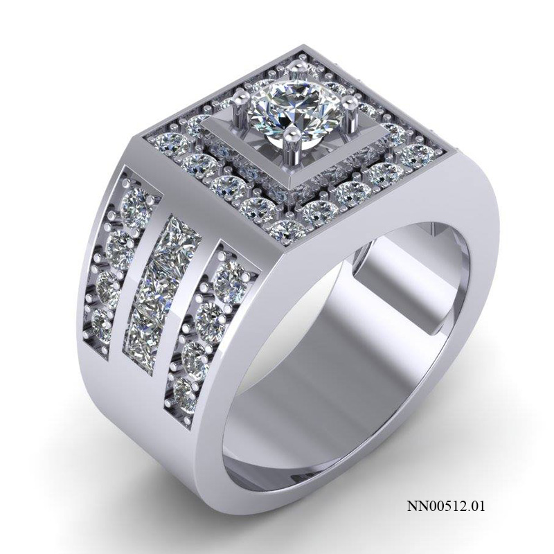 Nhẫn Nam Vàng Trắng (14k-18k) thiết kế NN00512.01