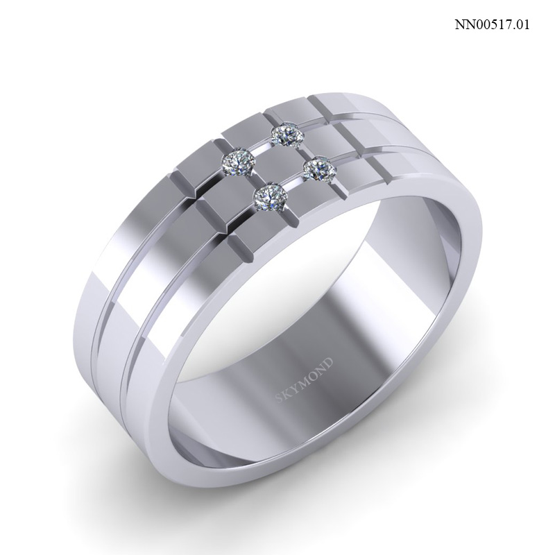 Nhẫn Nam Vàng Trắng (14k-18k) thiết kế NN00517.01