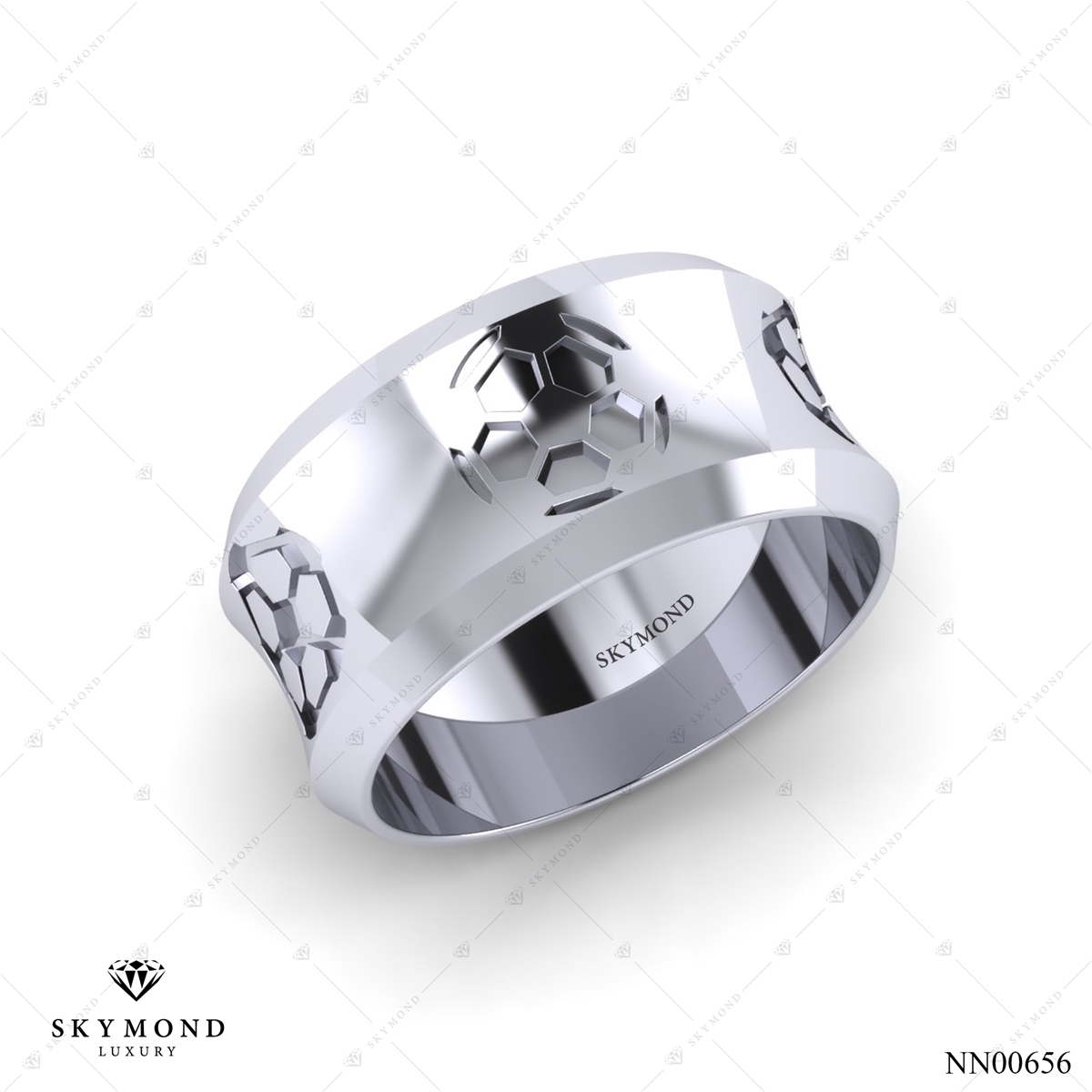 Nhẫn Nam Bóng Đá Vàng Trắng (14k-18k) thiết kế NN00656