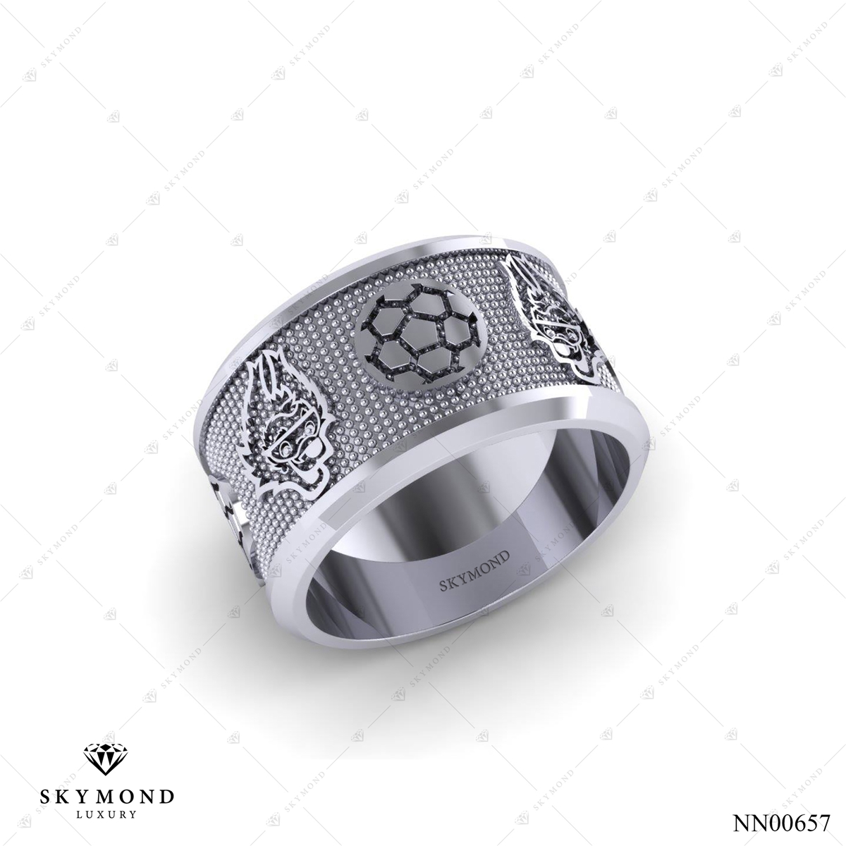 Nhẫn Nam Bóng Đá Vàng Trắng (14k-18k) thiết kế NN00657