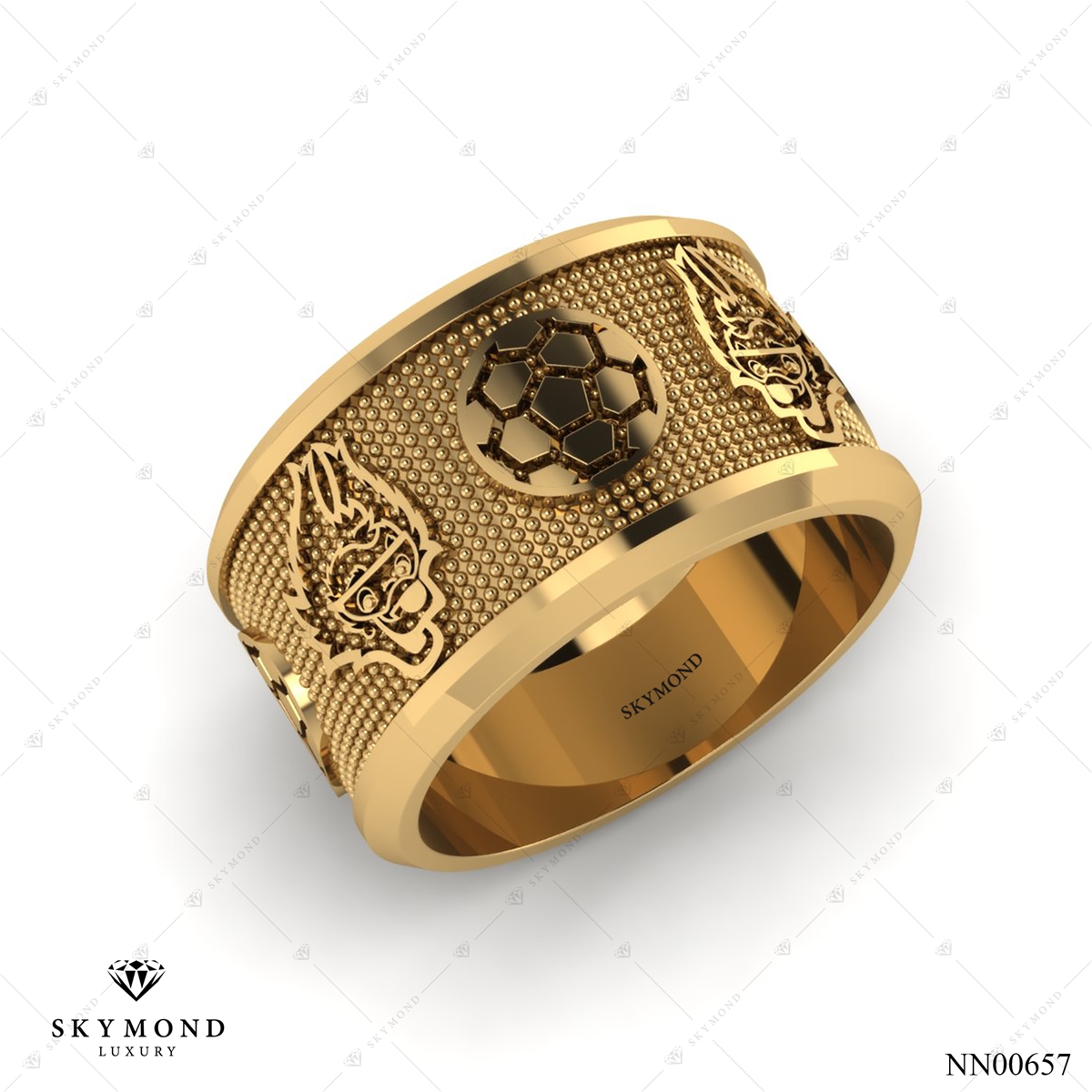 Nhẫn Nam Bóng Đá Vàng Vàng (14k-18k) thiết kế NN00657