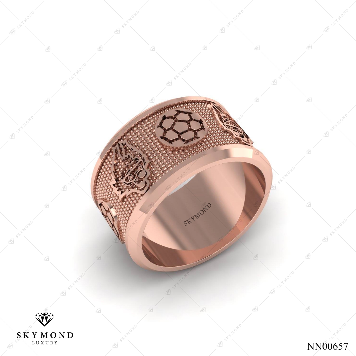 Nhẫn Nam Bóng Đá Vàng Hồng (14k-18k) thiết kế NN00657