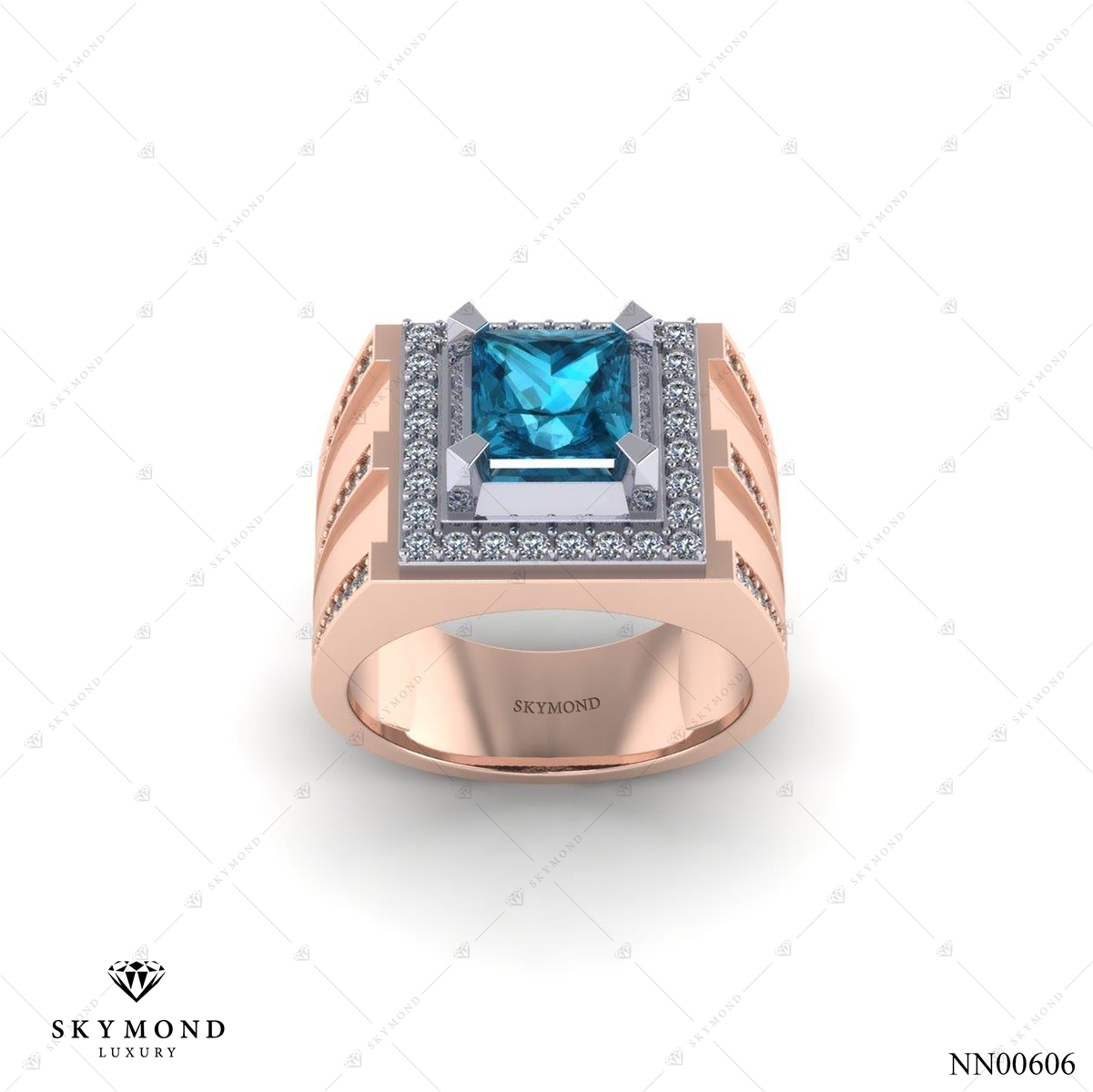 Nhẫn Nam Vàng Hồng (14k-18k) thiết kế Đính Đá Quý NN00606