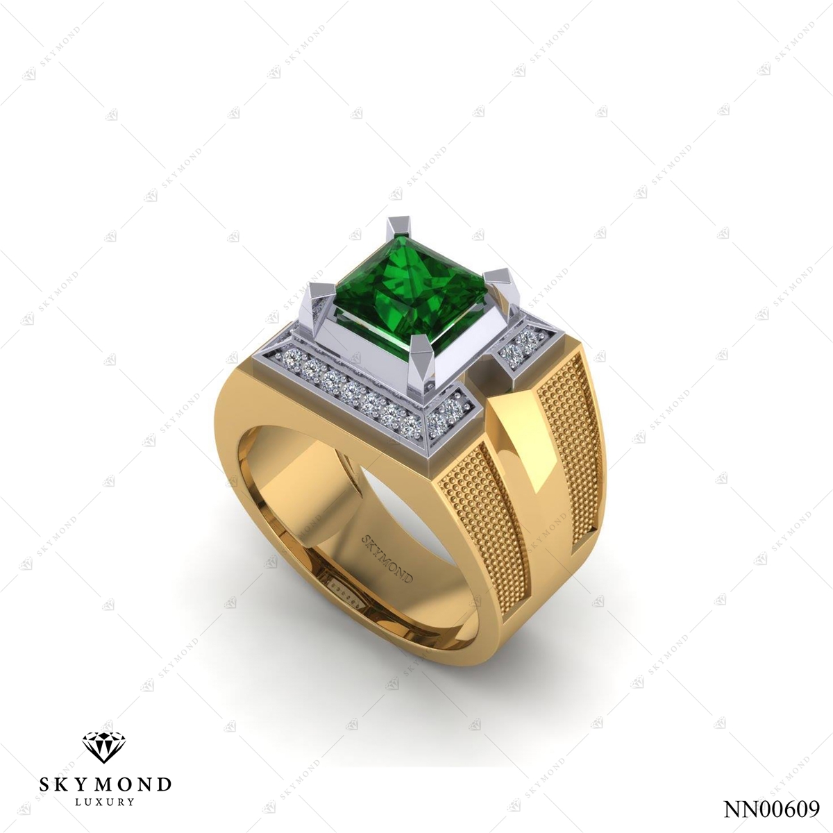 Nhẫn Nam Vàng Vàng (14k-18k) thiết kế Đính Đá Quý NN00609.01