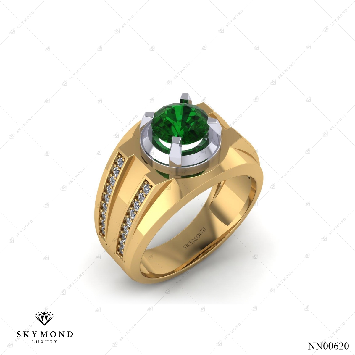 Nhẫn Nam Vàng Vàng (14k-18k) thiết kế Đính Đá Quý NN00620