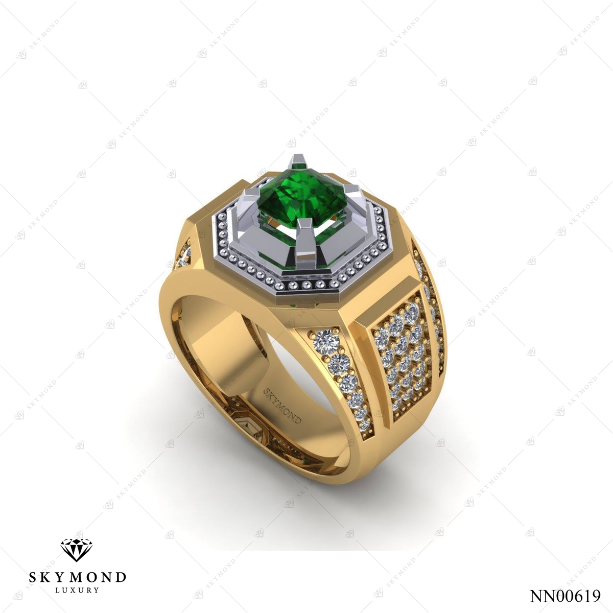 Nhẫn Nam Vàng Vàng (14k-18k) thiết kế Đính Đá Quý NN00619