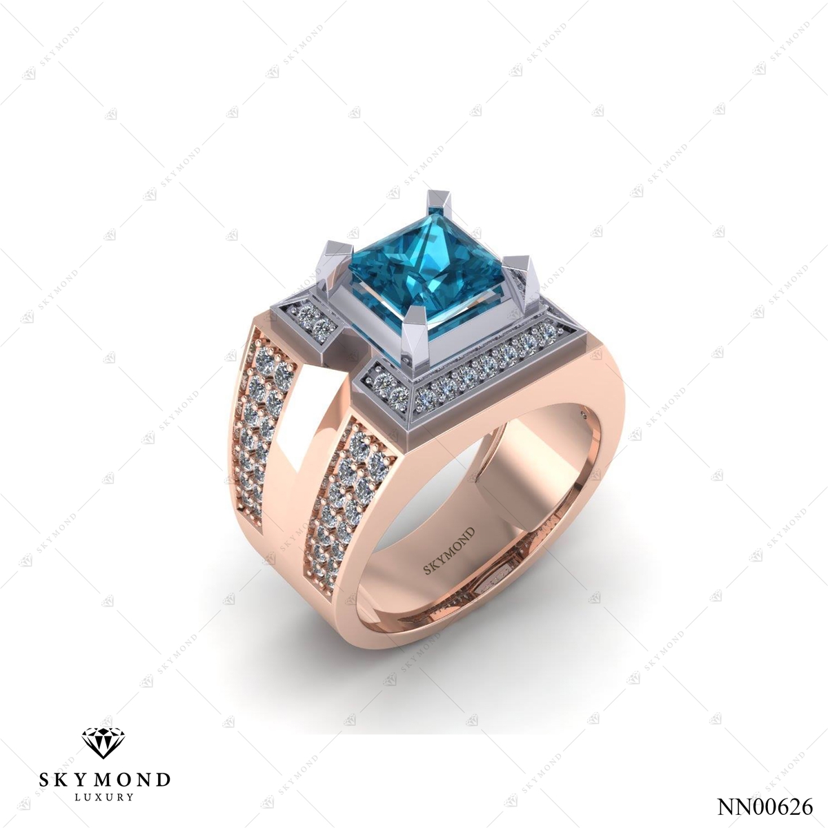 Nhẫn Nam Vàng Hồng (14k-18k) thiết kế Đính Đá Quý NN00626