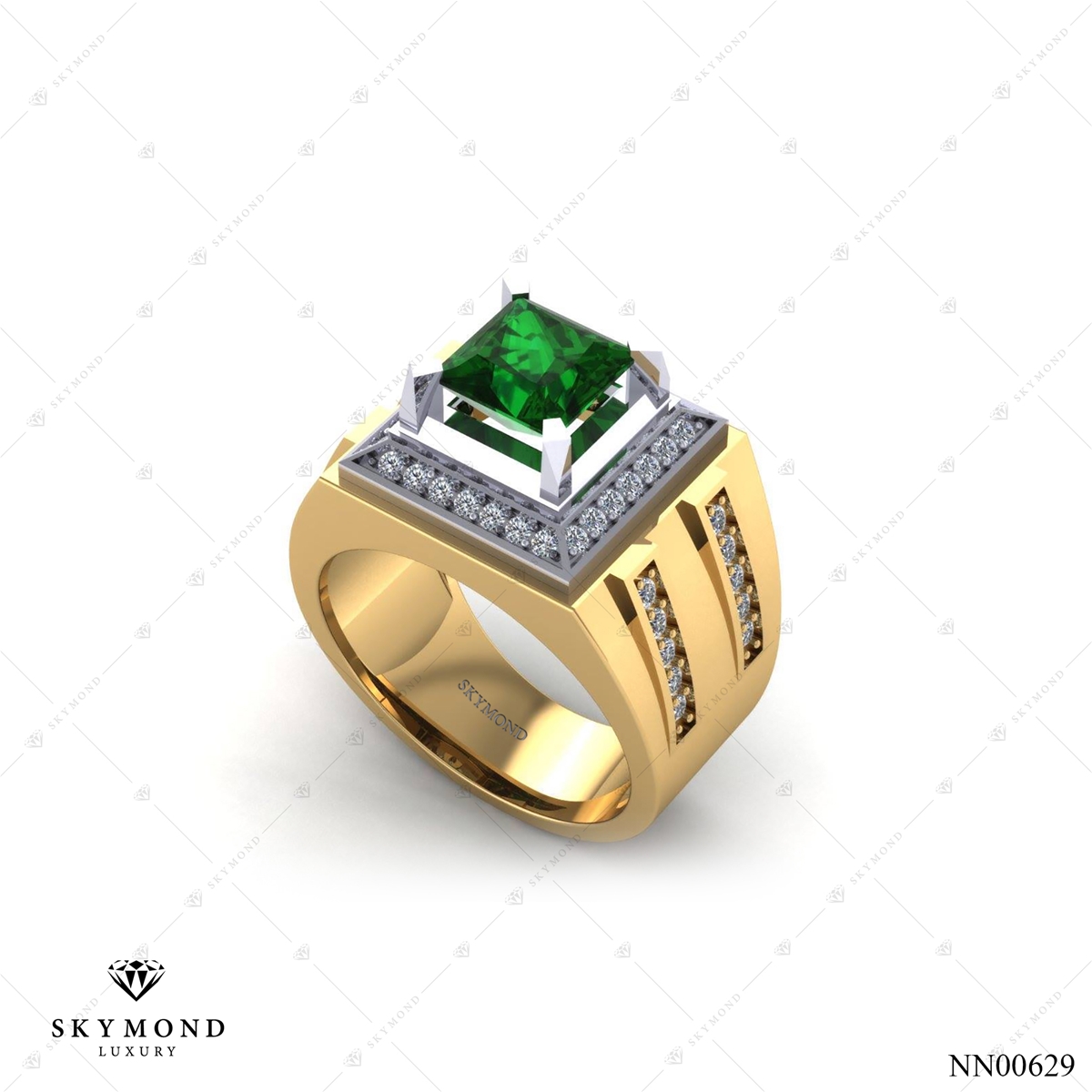 Nhẫn Nam Vàng Vàng (14k-18k) thiết kế Đính Đá Quý NN00629