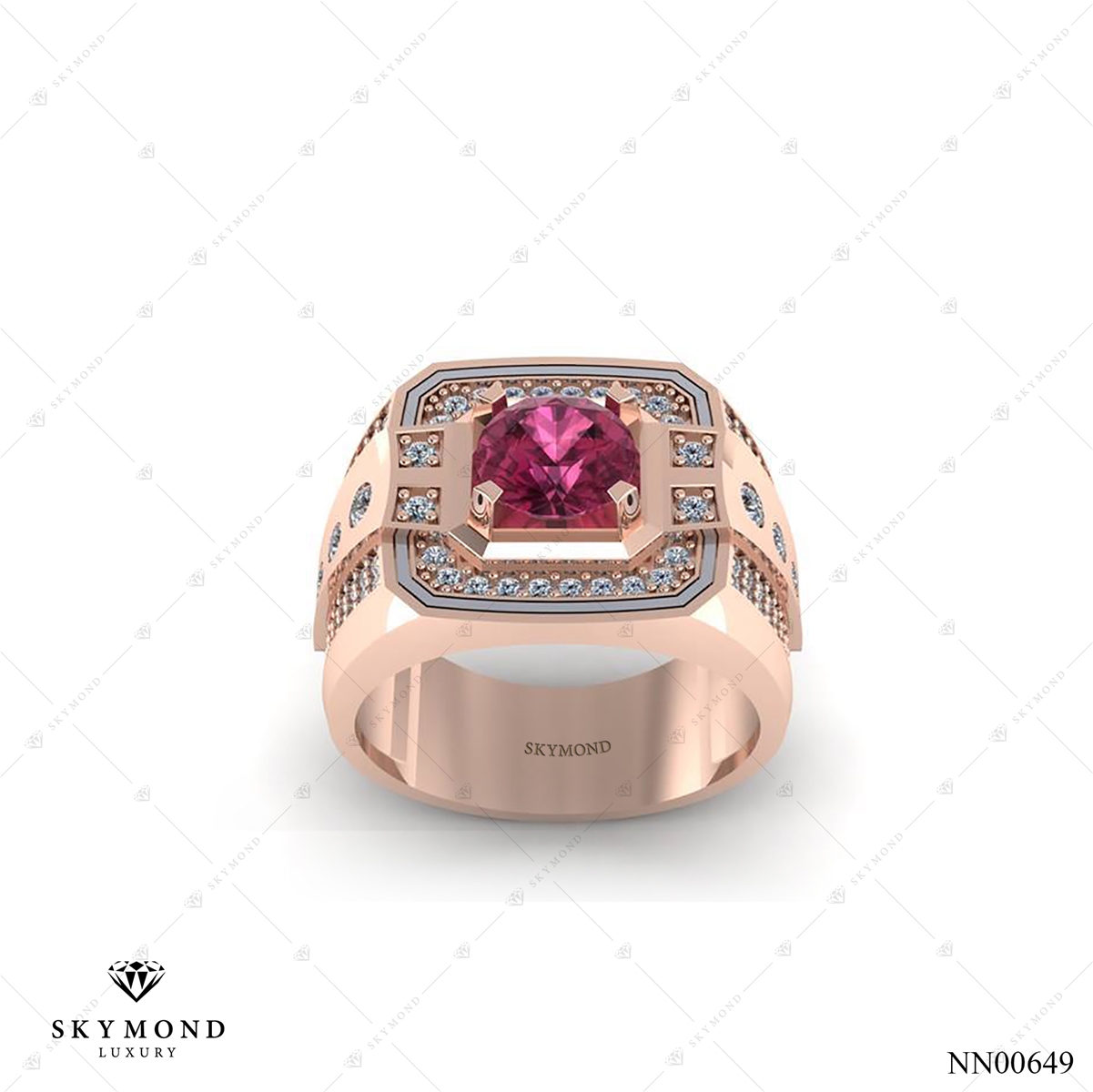 Nhẫn Nam Vàng Hồng (14k-18k) thiết kế Đính Đá Quý NN00649