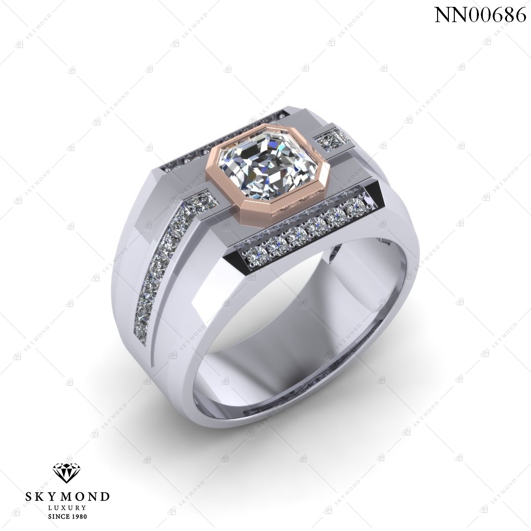 Nhẫn Nam Vàng Trắng (14k-18k) thiết kế NN00686