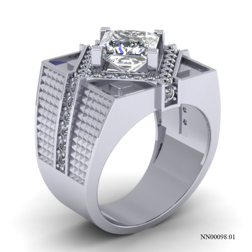 Nhẫn Nam Vàng Trắng (14k-18k) thiết kế NN00098.01