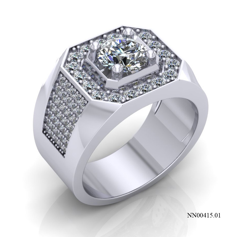 Nhẫn Nam Vàng Trắng (14k-18k) thiết kế NN00415.01