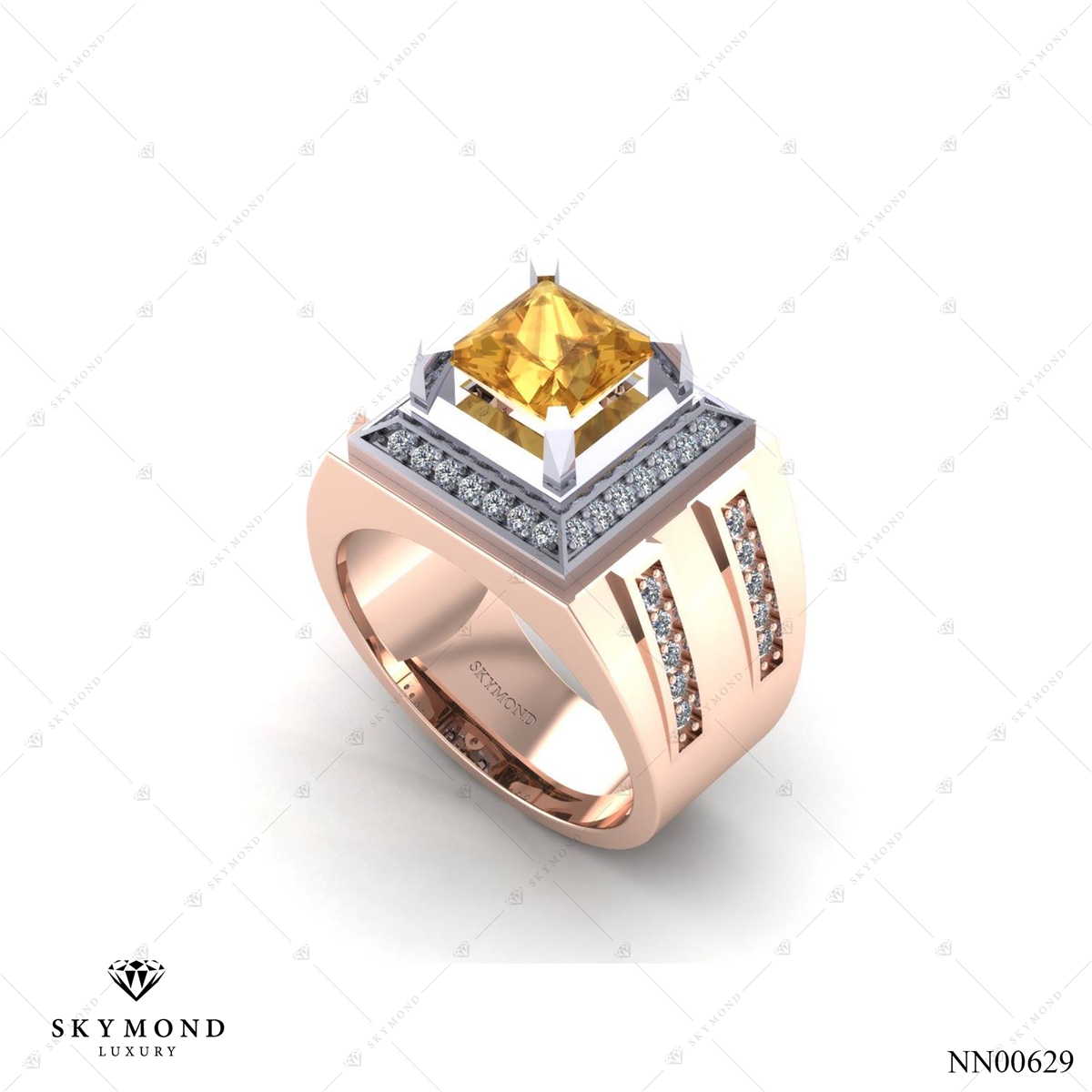 Nhẫn Nam Vàng Hồng (14k-18k) thiết kế Đính Đá Quý NN00629