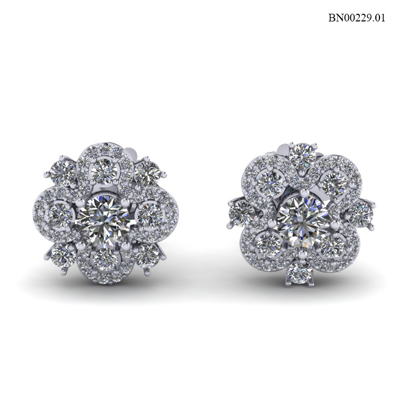 Bông Tai Vàng Trắng (14k-18k) thiết kế BN00229.01