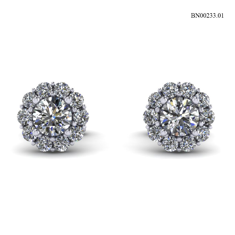 Bông Tai Vàng Trắng (14k-18k) thiết kế BN00233.01