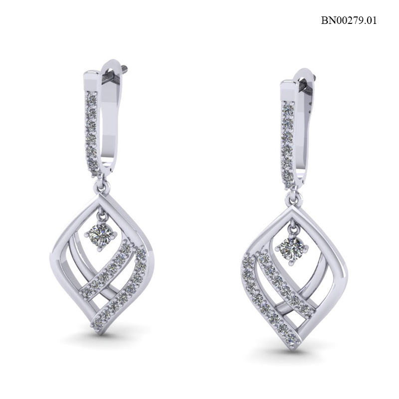 Bông Tai Vàng Trắng (14k-18k) thiết kế BN00279.01