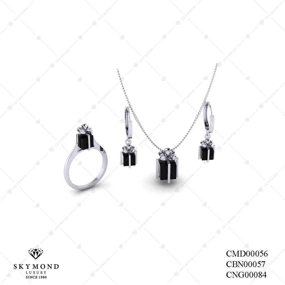 BỘ TRANG SỨC PLATIN GẮN TOPAZ ĐEN