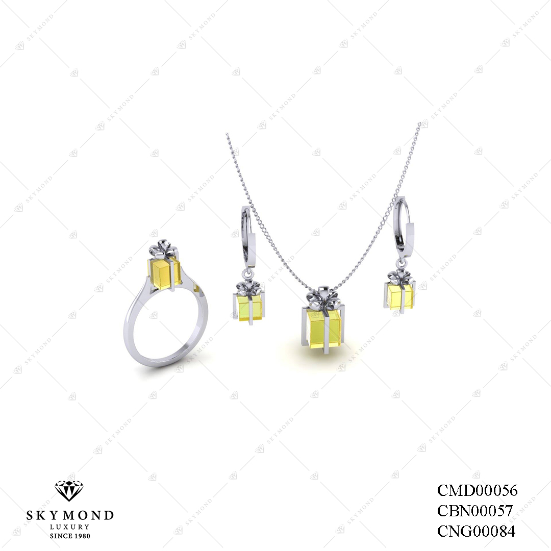 BỘ TRANG SỨC PLATIN GẮN TOPAZ VÀNG