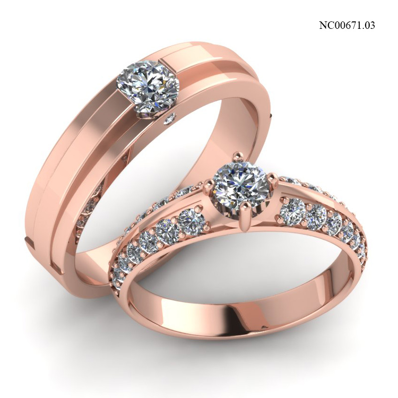 Nhẫn Cưới Vàng Hồng (14k-18k) thiết kế NC00671.03